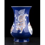 AN UNDERGLAZE BLUE AND RED PORCELAIN BALUSTER HU VASE