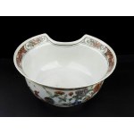 A POLYCHROME ENAMELED PORCELAIN BARBER BOWL