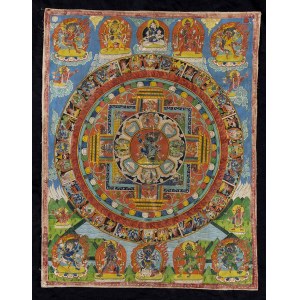 A THANGKA WITH A CHANDA MAHAROSHANA MANDALA