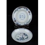 A PAIR OF DOUCAI ENAMELED PORCELAIN SMALL DISHES