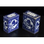 TWO ‘BLUE AND WHITE’ PORCELAIN OPIUM PILLOWS