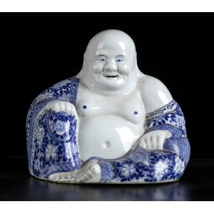 A 'BLUE AND WHITE' PORCELAIN BUDAI