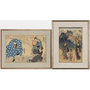 A PRINT BY HIROSHIGE AND A DIPTYCH BY KUNISADA