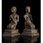A PAIR OF GILT BRONZE FIGURES OF MONKS