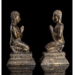 A PAIR OF GILT BRONZE FIGURES OF MONKS