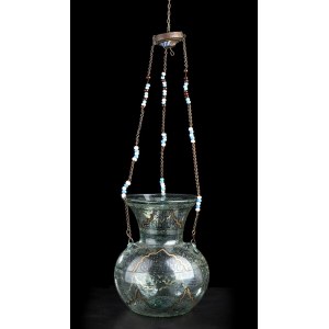 A PAINTED GLASS MOSQUE LAMP