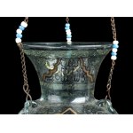 A PAINTED GLASS MOSQUE LAMP