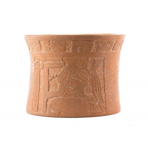 A CERAMIC DRINKING CUP OF A CLASSICAL MAYA NOBLE