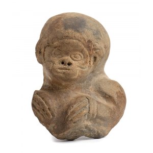 A CERAMIC MONKEY BUST FRAGMENT Guatemala or Mexico, Maya Civilization, 6th-7th century 9,7, x 8 cm Provenance: Italian collection, acquired between 1970 an 1990.