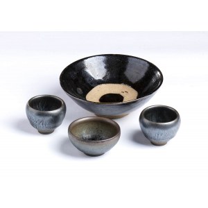 FOUR GLAZED POTTERY BOWL