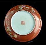 A POLYCHROME ENAMELED PORCELAIN DISH