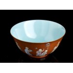 A POLYCROME ENAMELED POCELAIN BOWL