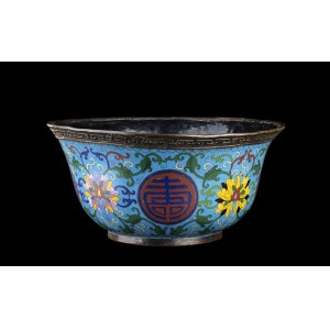 A CLOISONNÉ ENAMELED METAL LARGE BOWL