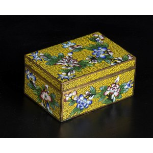 A CLOISONNÉ ENAMELED METAL BOX AND COVER