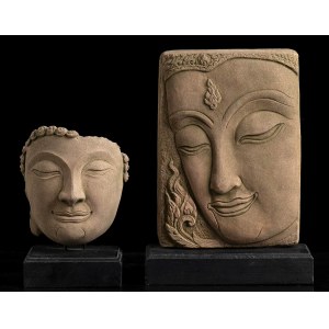 TWO POTTERY HEADS