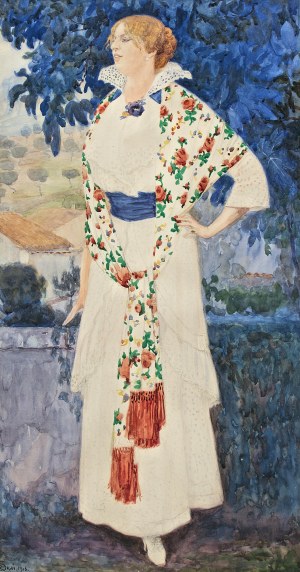 Edward Okuń (1872 Wólka Zerzeńska - 1945 Skierniewice) Portret żony artysty, 1916