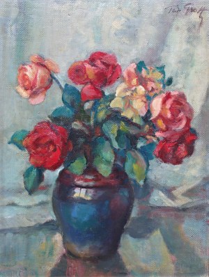 Teodor Grott (1884 Częstochowa - 1972 Kraków), Róże w wazonie