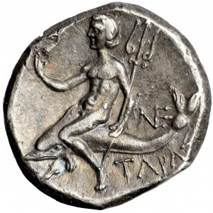 Greece, Calabria, Tarentum, AR Nomos, Kallikrates magistrate, circa 240-228 BC