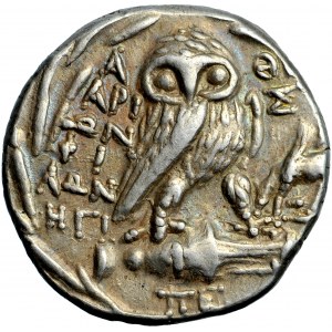 Grécko, Attika, Atény, magistráti Aristón a Filón, tetradrachma 129-128 pred Kr.