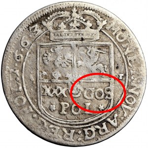 Poland, John Casimir, The Crown of Poland, złoty (tymf) 1663 with legend error, Leopol (L’viv) mint