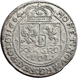 Poland, John Casimir, The Crown of Poland, złoty (tymf) 1664, Cracow mint