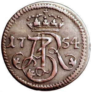 Poland, August III, Gdańsk, shilling 1754, Gdańsk mint