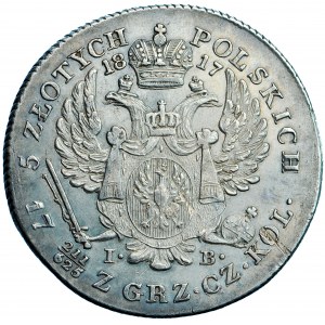 ‘Congress’ Kingdom of Poland, Alexander I of Russia, 5 zlotys 1817, Warsaw mint, mintmaster Jakub Benik