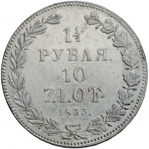 Poland, territory annexed by Russia, 1½ rouble = 10 zlotys 1835, St. Petersbourg, mintmaster Nikolai Grachev