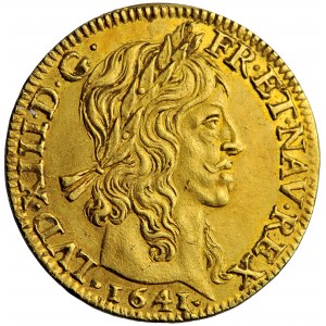France, Louis XIII, nouveau monnayage d’or, luis d’or (double louis) 1641, Paris mint