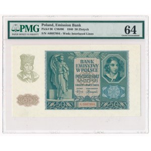50 złotych 1940 -A- PMG 64