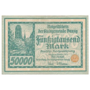 Gdańsk 50 000 marek 1923 num. 5 cyfrowa 