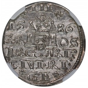 Stefan Batory, trojak 1586 Ryga NGC MS64