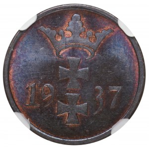 Wolne Miasto Gdańsk 1 fenig 1937 NGC MS64+ BN