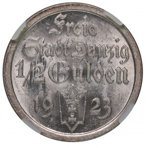 Wolne Miasto Gdańsk 1/2 guldena 1923 NGC MS63