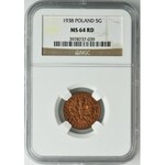 5 groszy 1938 NGC MS64 RD