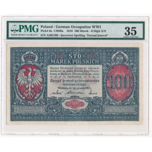 100 marek 1916 Jenerał - 6 cyfr PMG 35