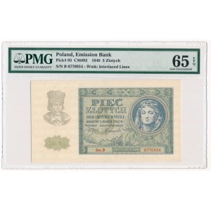 5 złotych 1940 -B- PMG 65 EPQ 