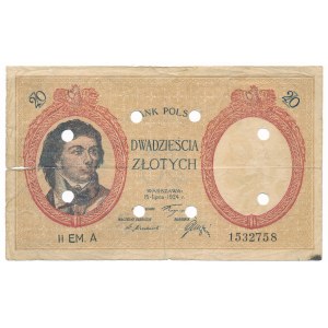20 złotych 1924 II EM A Fałszerstwo b.dobre i rzadkie