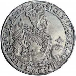 Polska, Zygmunt III, Korona, talar 1630, men. Bydgoszcz, Jakub Jakobson - PIĘKNY!