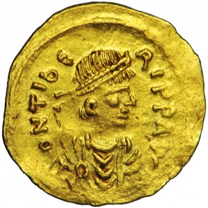 Maurycjusz (Maurycy Tyberiusz), tremissis, Konstantynopol, 582-602