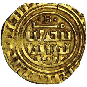 Outremer (križiaci, Latinský východ), Tripolské grófstvo, Bohemund V. (1233-1251) alebo Bohemund VI. (1261-1275), bezant (napodobenina fatimidského dinára kalifa Al-Mustansira), muži. Tripolis