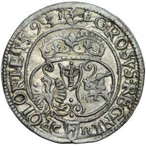 Polen, Sigismund III., Krone, Pfennig 1593, Männer. Olkusz