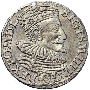 Poľsko, Žigmund III, Koruna, trojak 1594, muži. Malbork