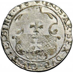 Poľsko, švédska okupácia, Karol X. Gustáv, Elbląg, šesťpenca 1658, muži. Elbląg
