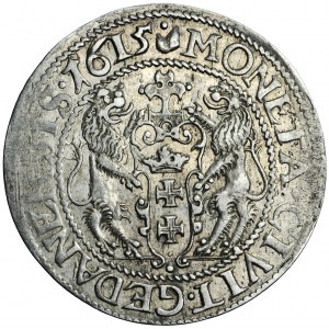 Polska, Zygmunt III, Gdańsk, ort 1615, men. Gdańsk - kropka nad łapą niedźwiedzia