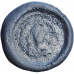 Bronze die for striking the obverse of a Byzantine coin (half follis?), 6th-7th century