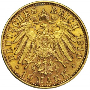 Germany, Saxony, Frederick Augustus III, 10 marks 1910, Muldenhütten mint