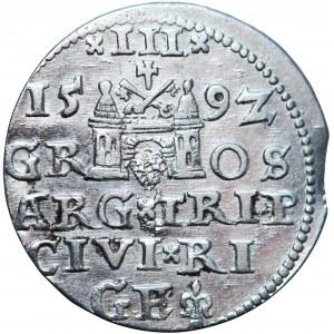 Poland, Sigismund III, Riga, trojak (triple groschen) 1592, Riga mint