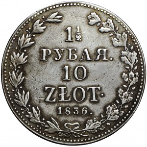 Poland, Russian partition, 1 1/2 rouble = 10 zlotys 1836, Warsaw mint