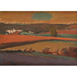 Henryk Hayden (1883 Warschau - 1970 Paris), Landschaft mit Feldern inmitten von Hügeln, 1963